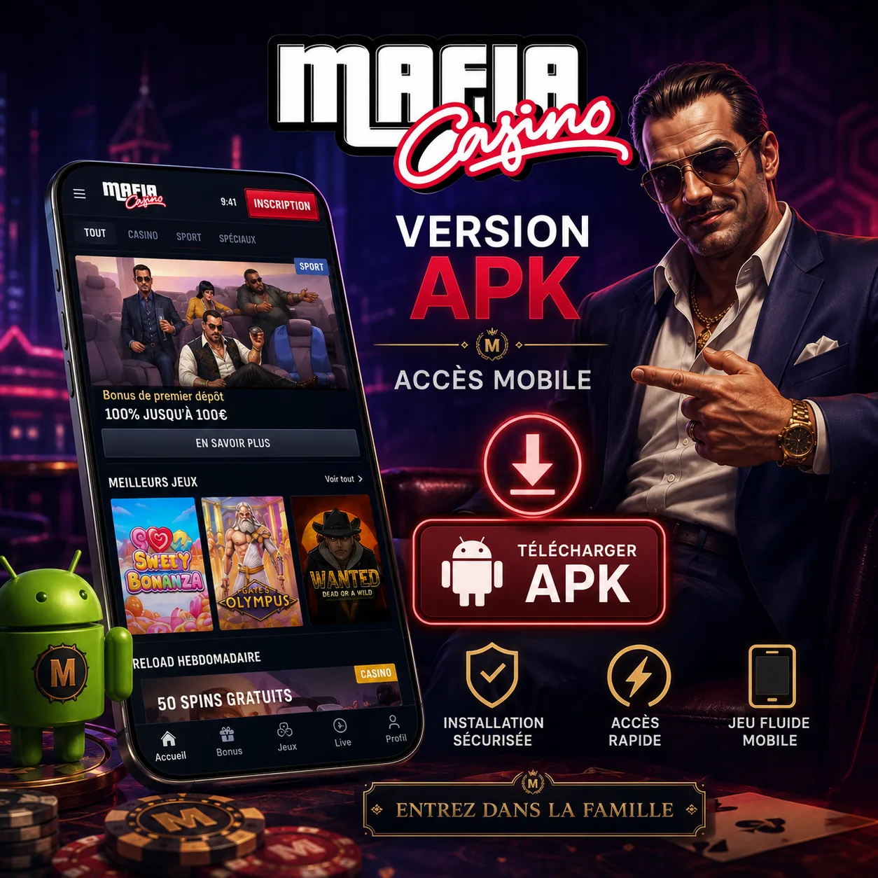 Mafia Casino mobile APK et accès Android