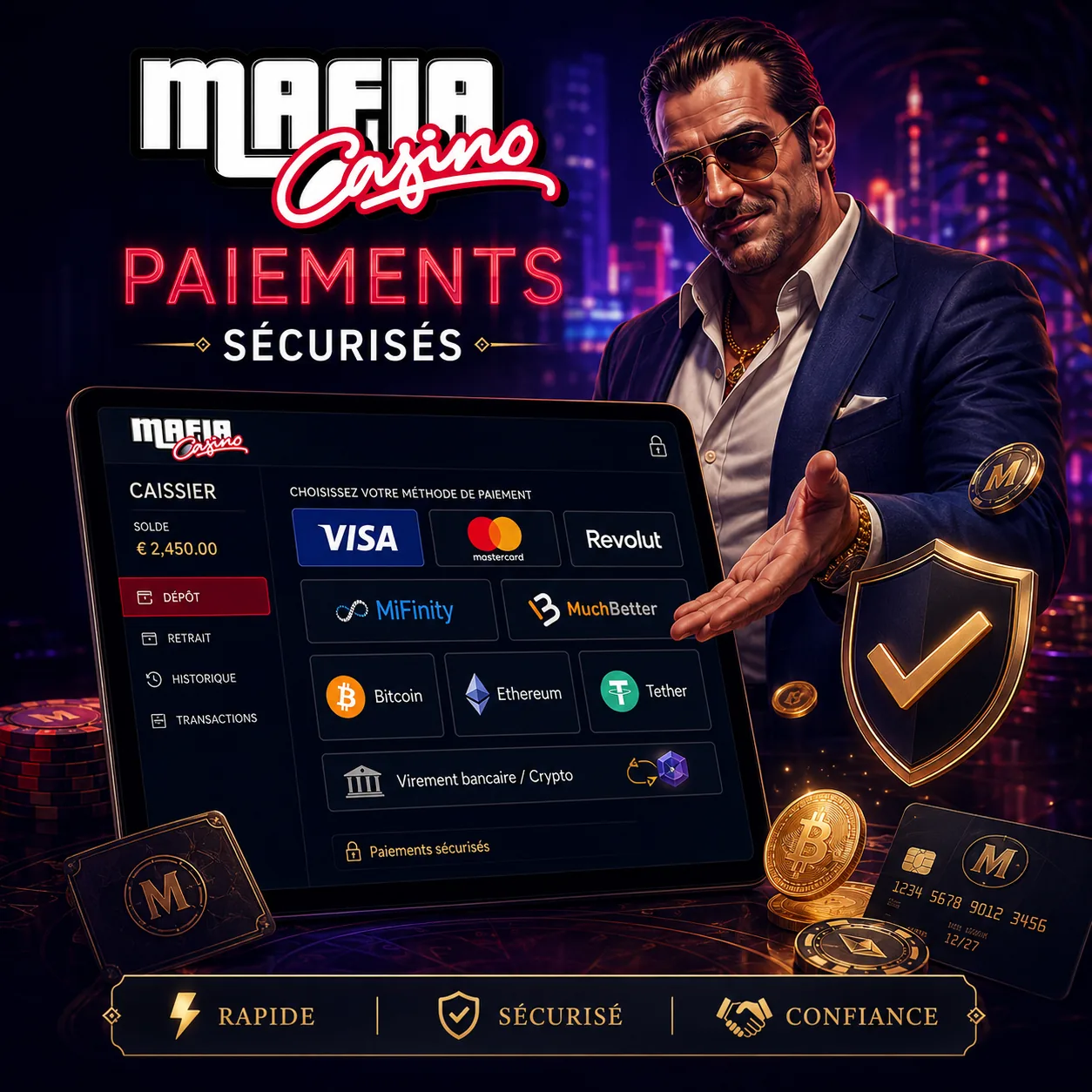 Mafia Casino caisse et paiements sécurisés