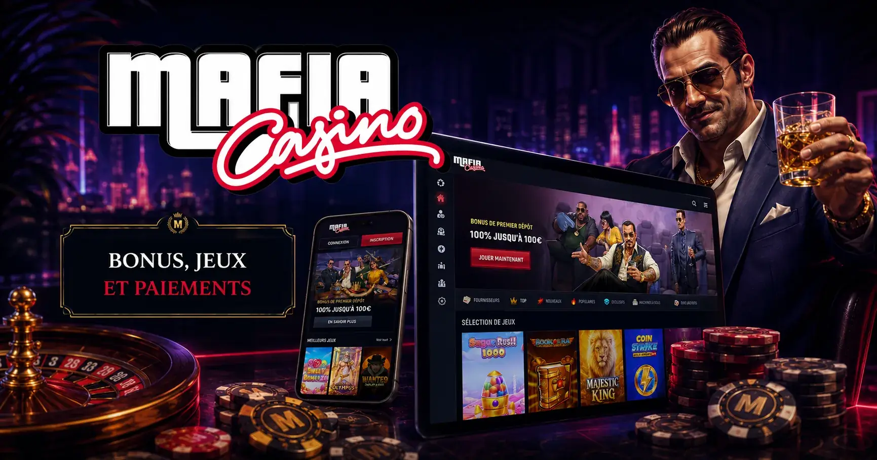 Mafia Casino bonus, jeux et paiements sur desktop et mobile